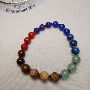 Sterling Silver Chakra Gemstone Stretch Bracelet